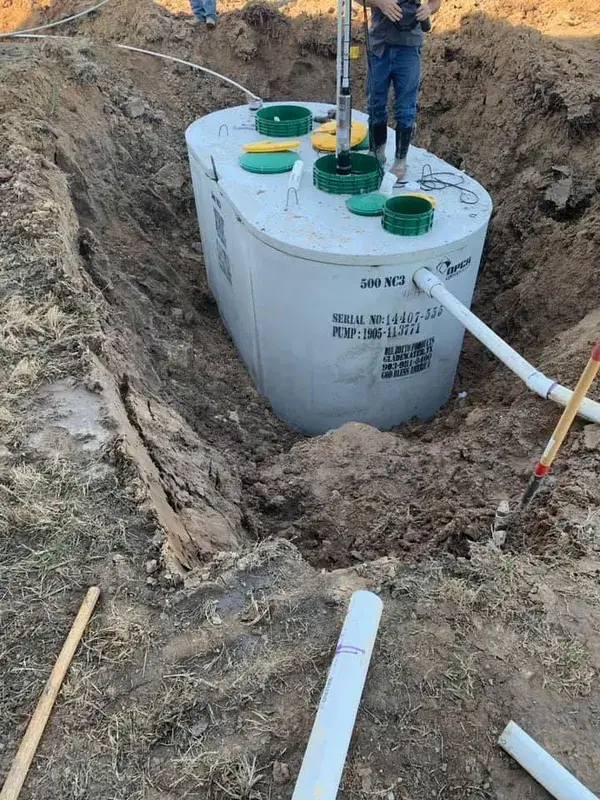Septic tank and drain field work on a Northeast Texas property